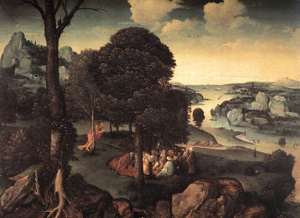 PATENIER, Joachim Landscape with St John the Baptist Preaching a